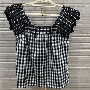 J. Crew Black and White Checkered Blouse